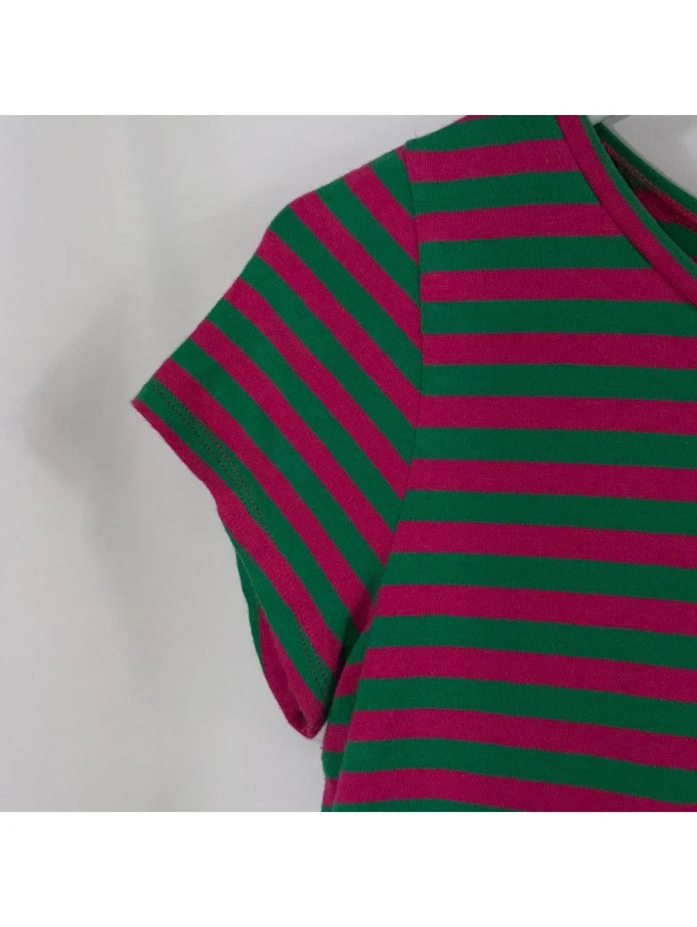 Ralph Lauren Girls Pink Green Striped Peplum Top L 12-14